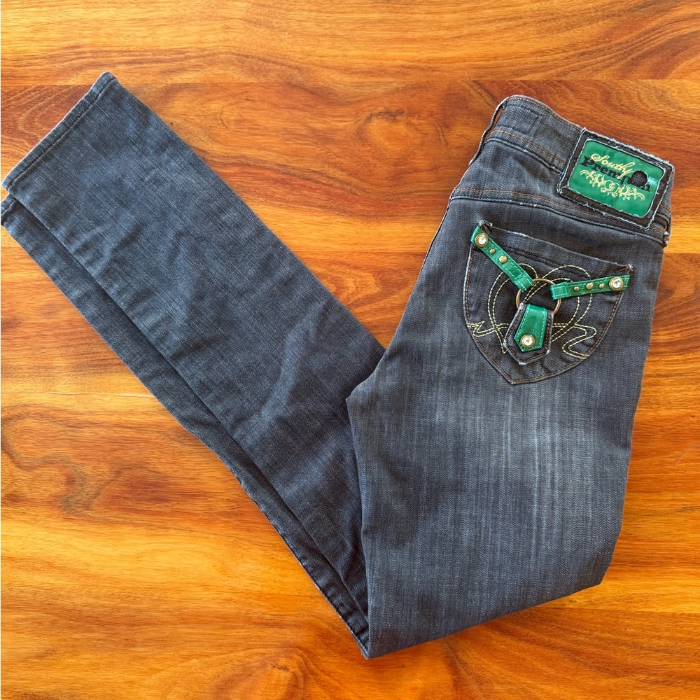 Southpole Southy Premium Vintage Y2K Gray Wash Embellished Jeans Size 3